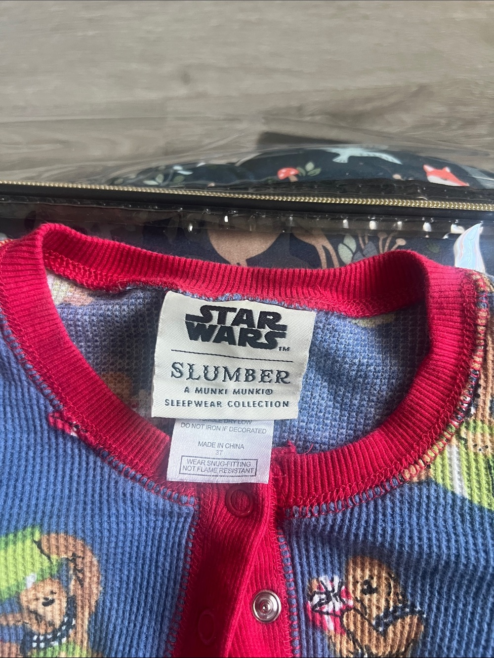 Star Wars Blue Waffle Knit Onesie with Red Trim